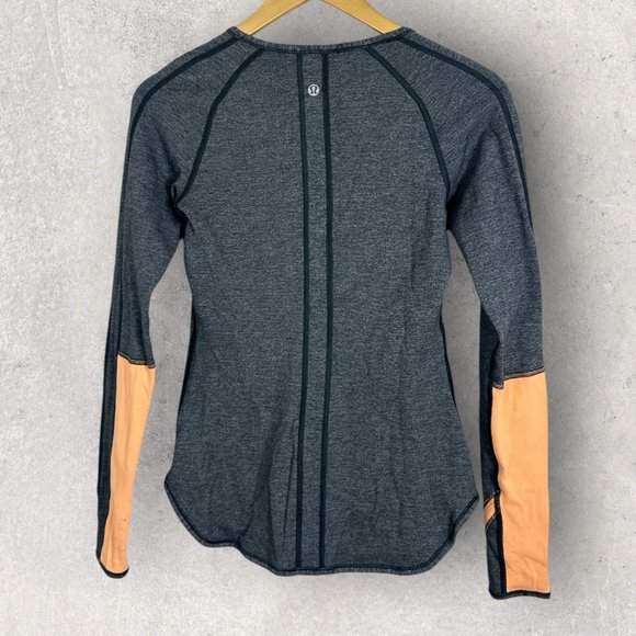 Rare Lululemon Runder Under Long Sleeve Reversible Coal Orange Grey Size 10 Top - Picture 9 of 15
